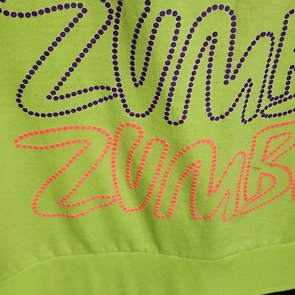 Zumba Neon Yellow Graphic Sweatshirt Size Large - Picture 5 of 7